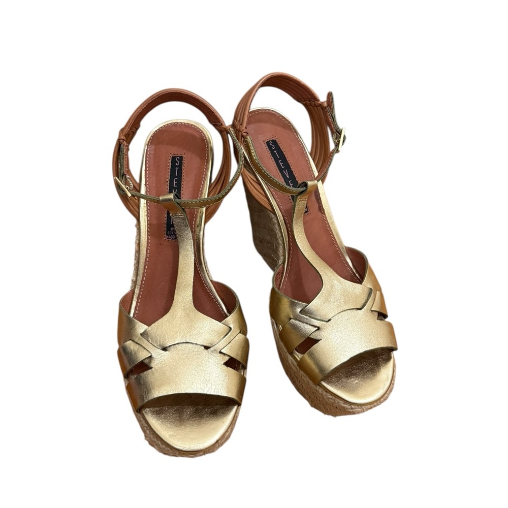 Steve Madden Metallic Gold Wedge Sandals